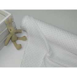 Voile Stampato, Bianco , Pois Grigio