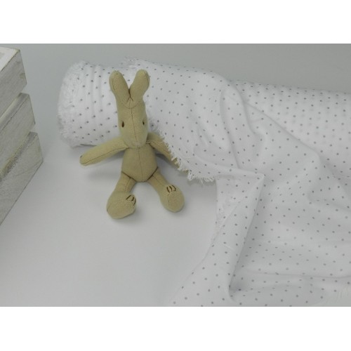 Voile Stampato, Bianco , Pois Grigio