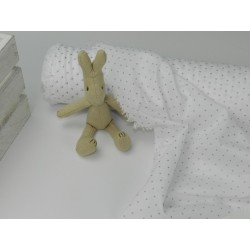 Voile Stampato, Bianco , Pois Grigio