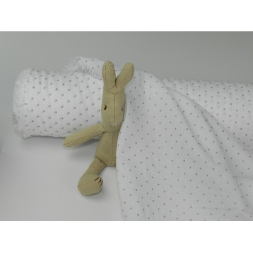Voile Stampato, Bianco , Pois Grigio