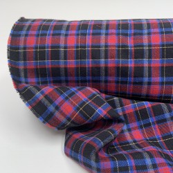 Flanella di cotone biologico, Quadri  Nero, Fucsia,Celeste
