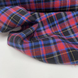 Flanella di cotone biologico, Quadri  Nero, Fucsia,Celeste