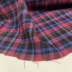 Flanella di cotone biologico, Quadri  Nero, Fucsia,Celeste