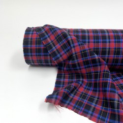 Flanella di cotone biologico, Quadri  Nero, Fucsia,Celeste