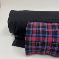 Flanella di cotone biologico, Quadri  Nero, Fucsia,Celeste