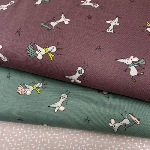 Jersey di Cotone, Rosa , Pois bianchi