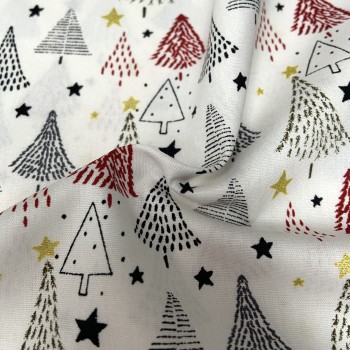 Cotone Popeline, Off White, Alberi di Natale