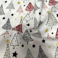 Cotone Popeline, Off White, Alberi di Natale