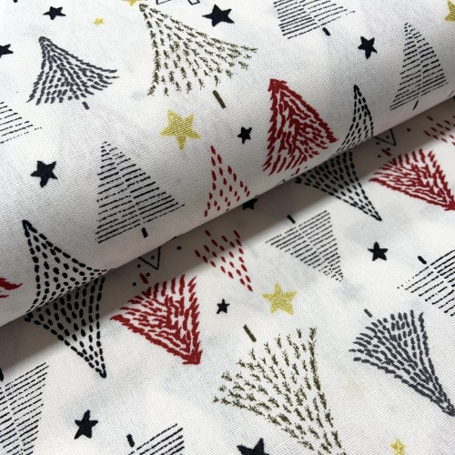 Cotone Popeline, Off White, Alberi di Natale