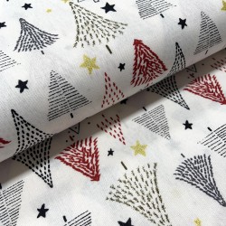 Cotone Popeline, Off White, Alberi di Natale