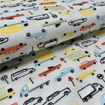 Jersey, Tricot,  Macchinine colorate su base bianca 2