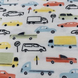 Jersey, Tricot,  Macchinine colorate su base bianca