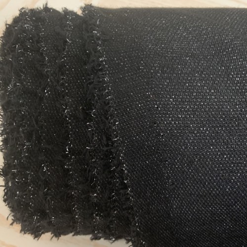 Tessuto Stock Maglina, Nero con Glitter