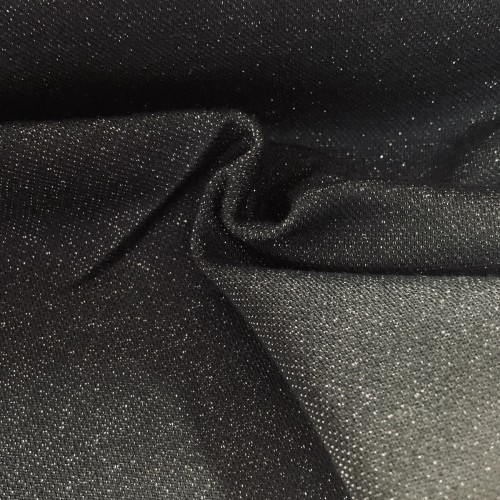Tessuto Stock Maglina, Nero con Glitter