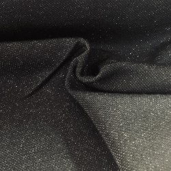 Tessuto Stock Maglina, Nero con Glitter