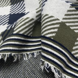 Tessuto Stock caldo invernale, Quadretti Bianco,Verde, Blu