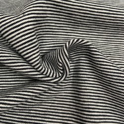 Jersey di Cotone con Righe larghe 1mm, Nero - Bianco