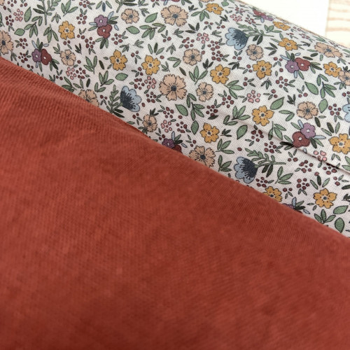 Voile di cotone Bio, Bianco con Fiori...