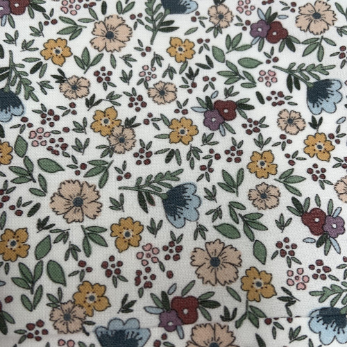 Voile di cotone Bio, Bianco con Fiori...