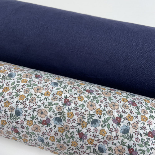 Voile di cotone Bio, Bianco con Fiori...