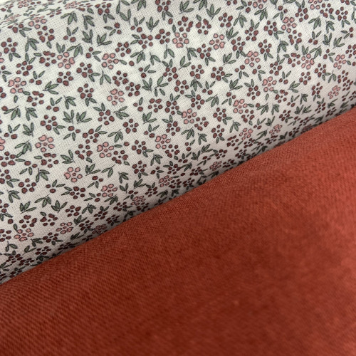 Voile di cotone Bio, Bianco con Fioriellini...