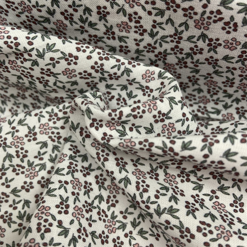 Voile di cotone Bio, Bianco con Fioriellini...