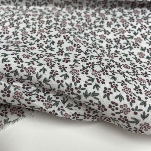 Voile di cotone Bio, Bianco con Fioriellini...