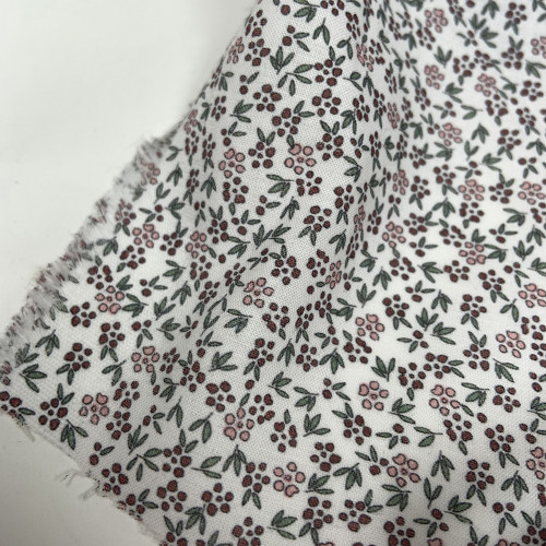 Voile di cotone Bio, Bianco con Fioriellini...