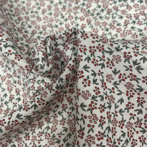 Voile di cotone Bio, Bianco con Fioriellini...