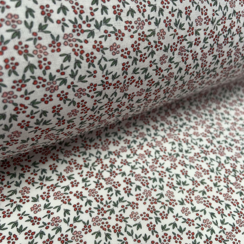 Voile di cotone Bio, Bianco con Fioriellini...