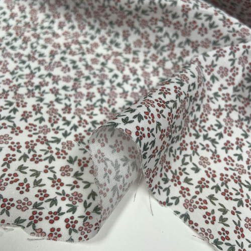 Voile di cotone Bio, Bianco con Fioriellini...