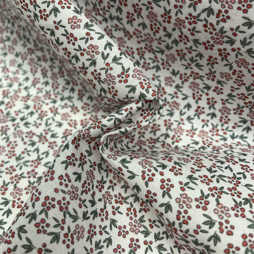 Voile di cotone Bio, Bianco con Fioriellini...