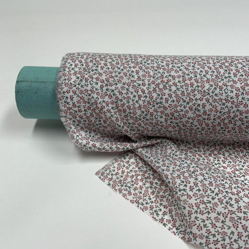 Voile di cotone Bio, Bianco con Fioriellini...