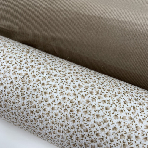 Velluto di cotone a coste sottili, Beige