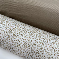Velluto di cotone a coste sottili, Beige