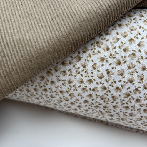Velluto di cotone a coste sottili, Beige