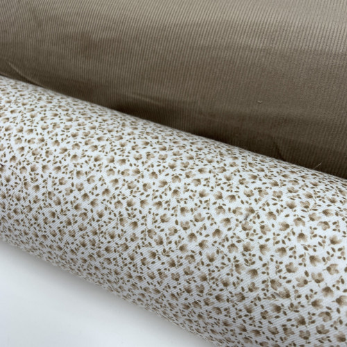 Velluto di cotone a coste sottili, Beige