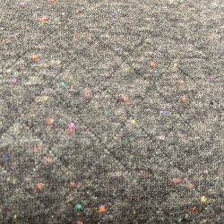 Felpa Trapuntata di Cotone, Nido d'ape, Nero con Pois Multicolore