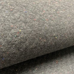 Felpa Trapuntata di Cotone, Nido d'ape, Nero con Pois Multicolore