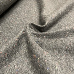 Felpa Trapuntata di Cotone, Nido d'ape, Nero con Pois Multicolore