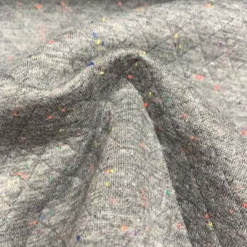 Felpa Trapuntata di Cotone, Nido d'ape, Grigio con Pois... 2