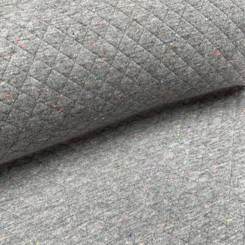 Felpa Trapuntata di Cotone, Nido d'ape, Grigio...