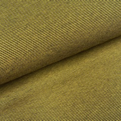 Jersey di Cotone con Righe larghe 1mm, Ocra - Bianco
