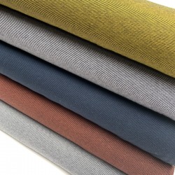 Jersey di Cotone con Righe larghe 1mm, Ocra - Bianco