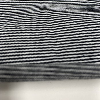 Jersey di Cotone con Righe larghe 1mm, Nero - Bianco 2