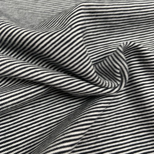Jersey di Cotone con Righe larghe 1mm, Nero -...