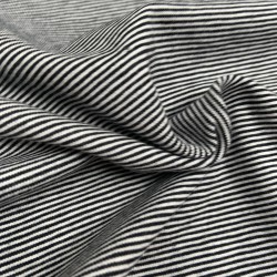 Jersey di Cotone con Righe larghe 1mm, Nero - Bianco