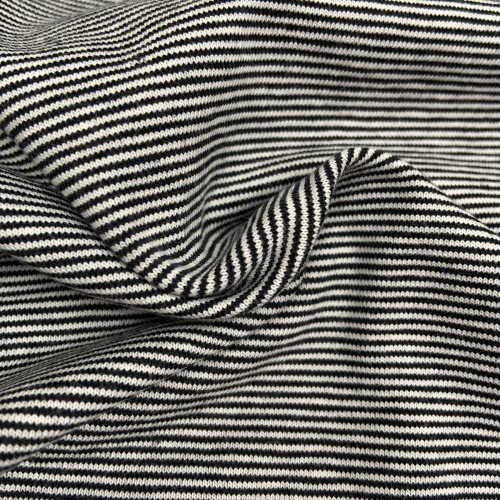 Jersey di Cotone con Righe larghe 1mm, Nero -...