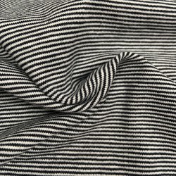 Jersey di Cotone con Righe larghe 1mm, Nero - Bianco