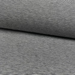 Jersey di Cotone con Righe larghe 1mm, Nero - Bianco